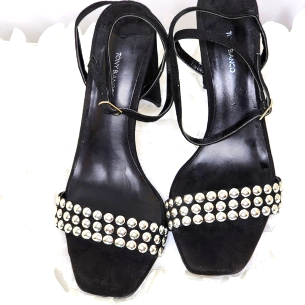 Tony Bianco shoes Sebastion black suede heels silver embellishment size 10 - Picture 14 of 17